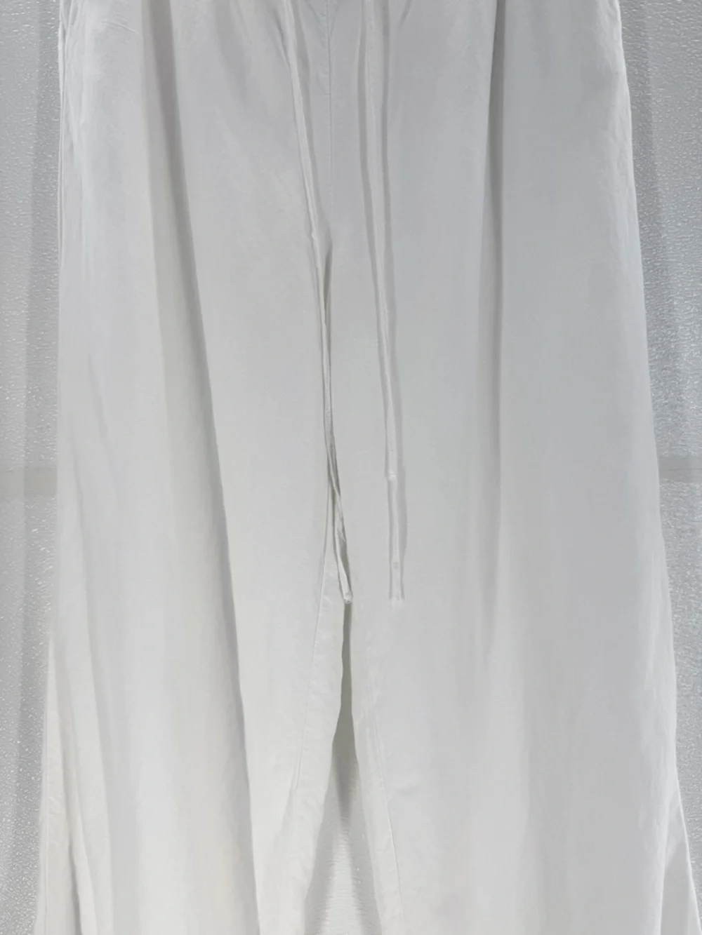 H&M Linen Blend White Wide Leg Pants Elastic Waist Size L